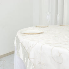 Embroidered Sheer Organza Square Table Overlay With Ivory Satin Edge 60 Inch x 60 Inch