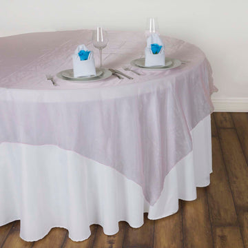 Pink Sheer Organza Square Table Overlay 60"x60"