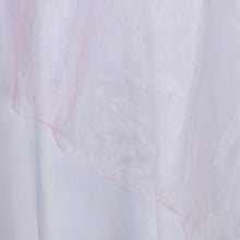 Pink Square Sheer Organza Table Overlay 60 Inch