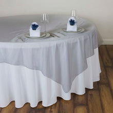 Square Table Overlay 60 Inch x 60 Inch In Silver Sheer Organza