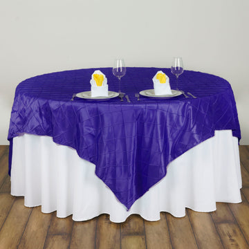 Elegant Purple Pintuck Square Table Overlay 60"x60"