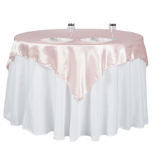 60 Inch x 60 Inch Square Table Overlay In Blush Rose Gold Satin Seamless 