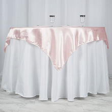 Blush Rose Gold Satin Square Table Overlay 60 Inch x 60 Inch Seamless
