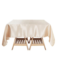 Square Beige Table Overlay 60 Inch x 60 Inch in Smooth Satin