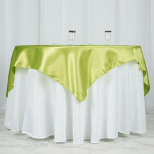 Square Apple Green Satin Table Overlay 60 Inch x 60 Inch
