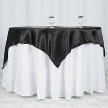 Square Black Satin Table Overlay 60 Inch x 60 Inch