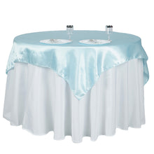 Square Light Blue Smooth Satin Table Overlay 60 Inch x 60 Inch