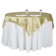 Square Champagne Smooth Satin Table Overlay 60 Inch x 60 Inch