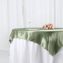 60 Inch X 60 Inch Square Seamless Satin Table Overlay In Eucalyptus Sage Green