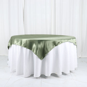 Dusty Sage Green Square Smooth Satin Table Overlay 60"x60"