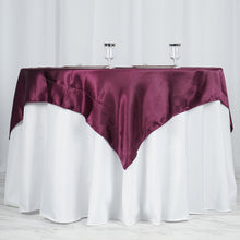 Smooth Satin Table Overlay In Eggplant 60 Inch x 60 Inch