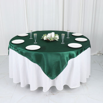 Dress Your Tables to Impress with the Hunter Emerald Green Square Smooth Satin Table Overlay