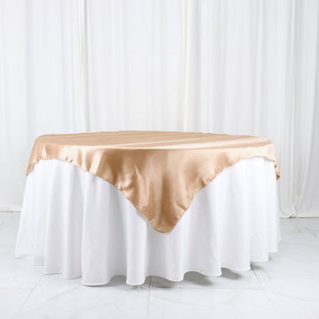Elegant Nude Square Smooth Satin Table Overlay 60"x60"
