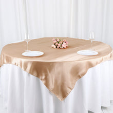 60 Inch X 60 Inch Satin Seamless Square Table Overlay In Nude Color 