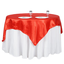 60 Inch x 60 Inch Red Smooth Satin Square Table Overlay
