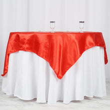 Square Red Smooth Satin Table Overlay 60 Inch x 60 Inch