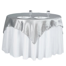 Square Silver Smooth Satin Table Overlay 60 Inch x 60 Inch