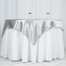 Smooth Satin Table Overlay In Silver 60 Inch x 60 Inch