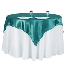 60 Inch x 60 Inch Turquoise Smooth Satin Square Table Overlay