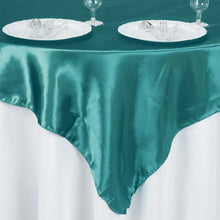 Square Turquoise Smooth Satin Table Overlay 60 Inch x 60 Inch#whtbkgd