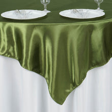 Olive Green Smooth Satin Square Table Overlay 60 Inch x 60 Inch#whtbkgd