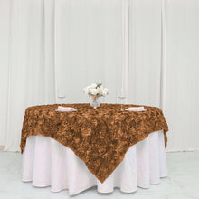 3D Rosette Gold Satin Square Table Overlay 72 Inch x 72 Inch 