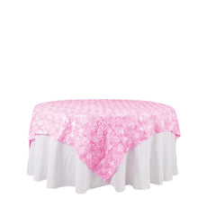 72 Inch x 72 Inch Pink 3D Satin Rosette Table Overlay 