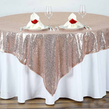 72 Inch x 72 Inch Blush Rose Gold Sequin Table Overlay Square