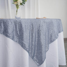 Tablecloth Overlay 72 Inch By 72 Inch Dusty Blue Sequin Square Seamless