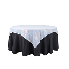 72 Inch x 72 Inch Square Iridescent Blue Sequin Table Overlay