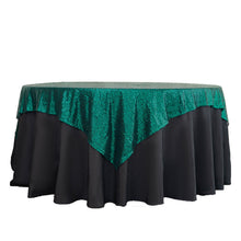 Hunter Emerald Green Sequin Square Tablecloth Overlay 72 Inch By 72 Inch Seamless