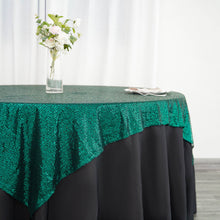 Seamless Hunter Emerald Green 72 Inch By 72 Inch Sequin Square Tablecloth Overlay