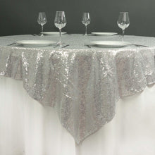 72 Inch x 72 Inch Silver Sequin Table Overlay Square