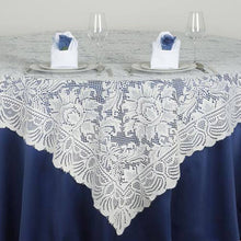 Ivory Lace Square Table Overlay 90 Inch x 90 Inch#whtbkgd