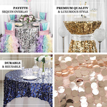 Big Payette Sequin Premium 72 Inch x 72 Inch Table Overlay in Iridescent Blue 