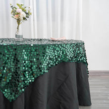 Big Payette Sequin Overlay 72 Inch By 72 Inch Hunter Emerald Green