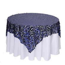 Big Payette Sequin Navy Blue Premium Table Overlay 72 Inch x 72 Inch