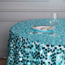 Turquoise Premium Table Overlay Big Payette Sequin Fabric 72 Inch x 72 Inch