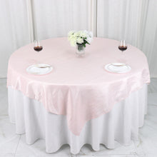 72 Inch x 72 Inch Square Table Overlay in Blush & Rose Gold Taffeta Fabric