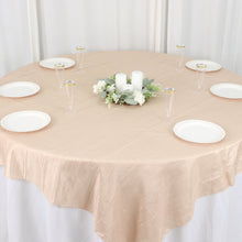 Square Table Overlay in Beige Accordion Crinkle Taffeta 72 Inch x 72 Inch