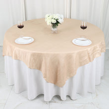 72 Inch x 72 Inch Square Table Overlay in Beige Crinkle Taffeta Fabric