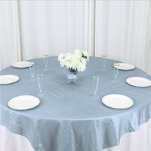 Square Table Overlay in Dusty Blue Accordion Crinkle Taffeta 72 Inch x 72 Inch