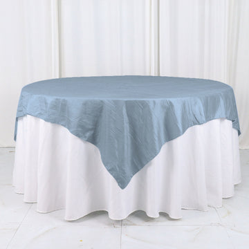 Elevate Your Tablescape with the Dusty Blue Accordion Crinkle Taffeta Table Overlay