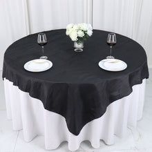 72 Inch x 72 Inch Square Table Overlay in Black Crinkle Taffeta Fabric