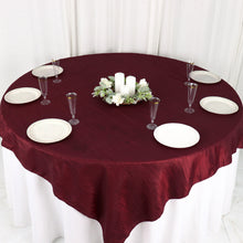 72 Inch x 72 Inch Square Burgundy Accordion Crinkle Taffeta Material Table Overlay 