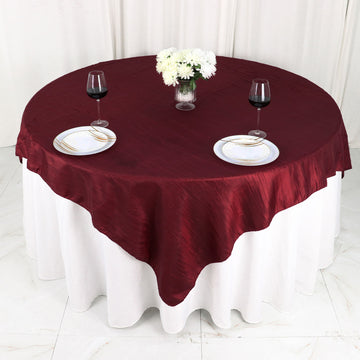 Create a Memorable Setting with the Burgundy Square Tablecloth Overlay