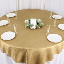 Gold Accordion Crinkle Taffeta Square Table Overlay 72 Inch x 72 Inch