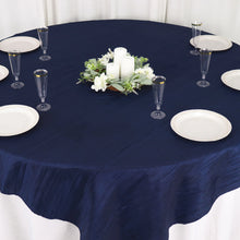72 Inch x 72 Inch Navy Blue Accordion Crinkle Taffeta Material Table Overlay 