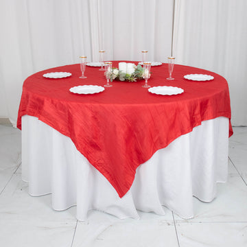 Complete Your Event Décor with the Red Accordion Crinkle Taffeta Table Overlay