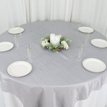 72 Inch x 72 Inch Square Silver Accordion Crinkle Taffeta Material Table Overlay 